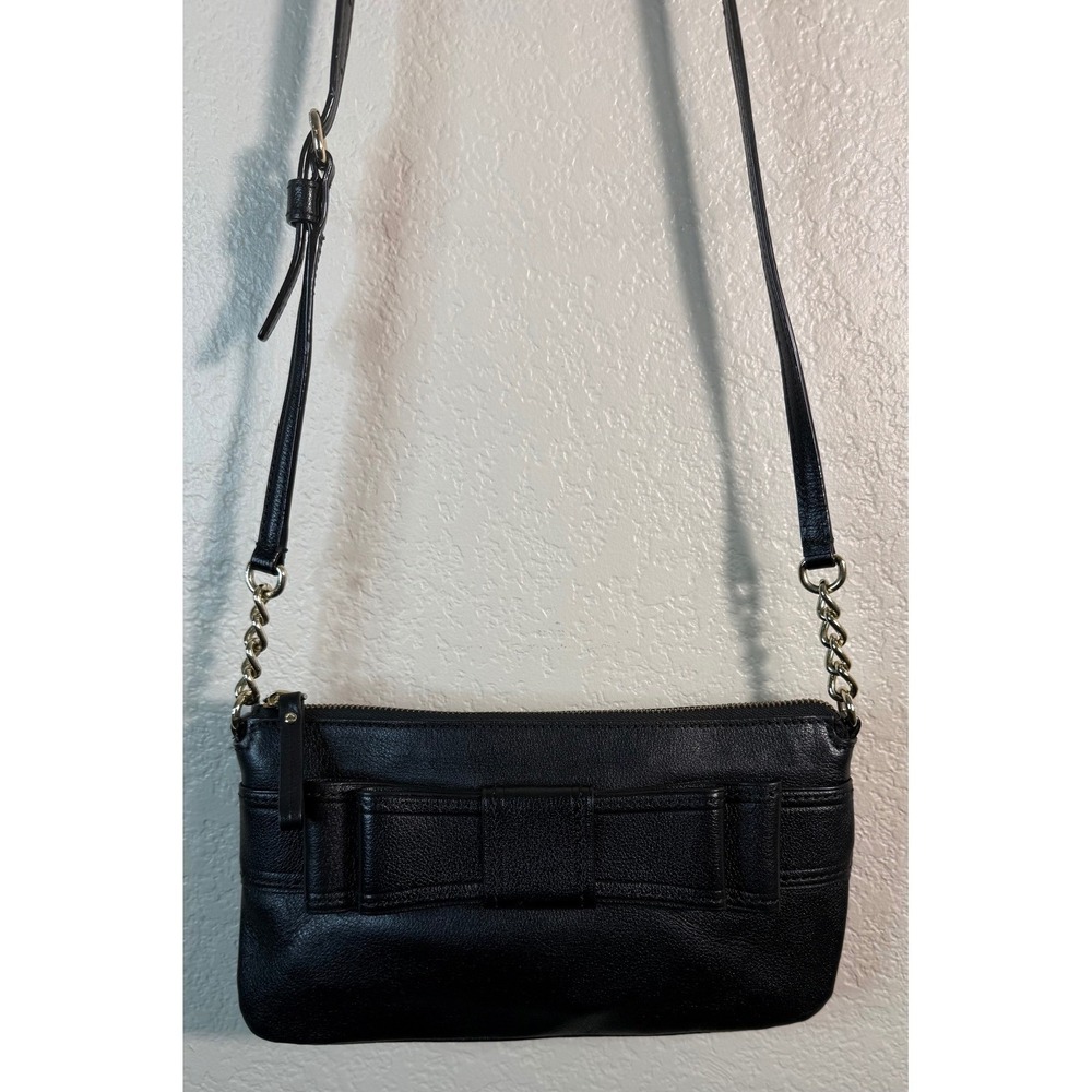 Kate Spade Villabella Ave Celina Crossbody Bag Black Leather Bow Gold Hardware
